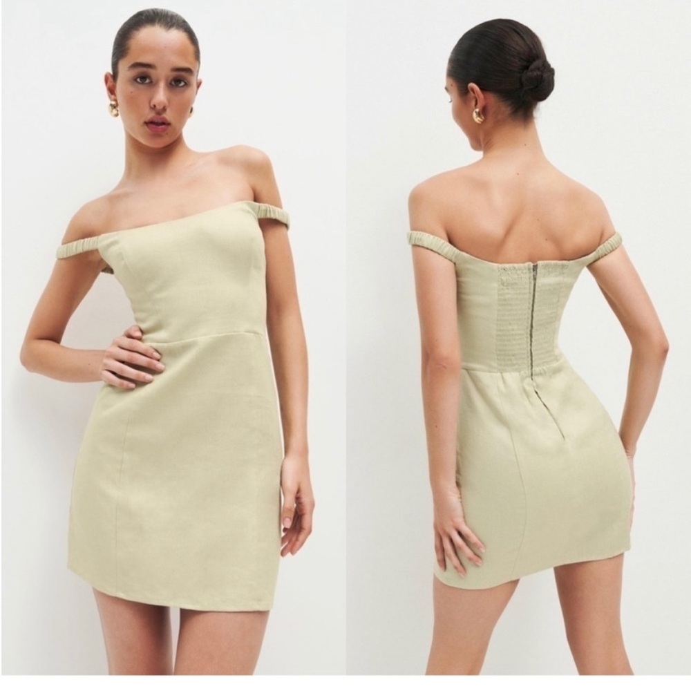 Reformation Sawyer Linen  Dress- Dried Herbs Sz 10 NEW with Tags
